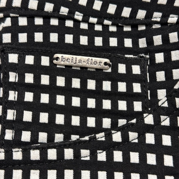 Beija Flor Black and White Check Pull On Pants Size 2 - Picture 3 of 9